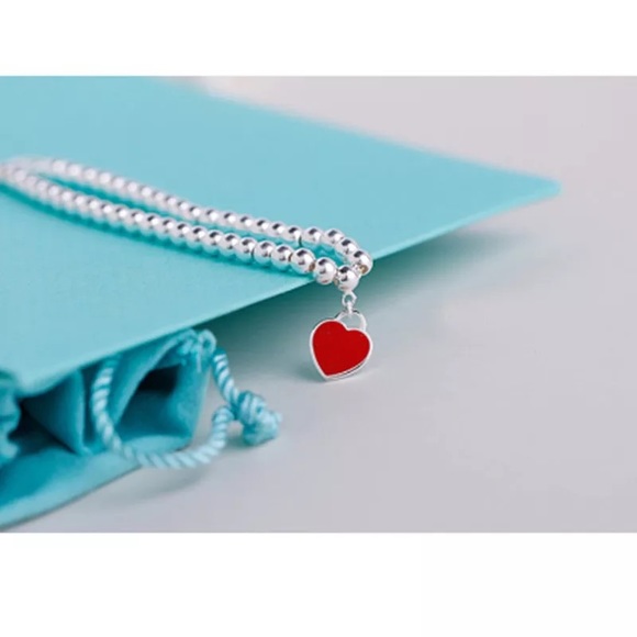 925 Beaded Real Silver Teal Red Bracelet - Picture 7 of 17